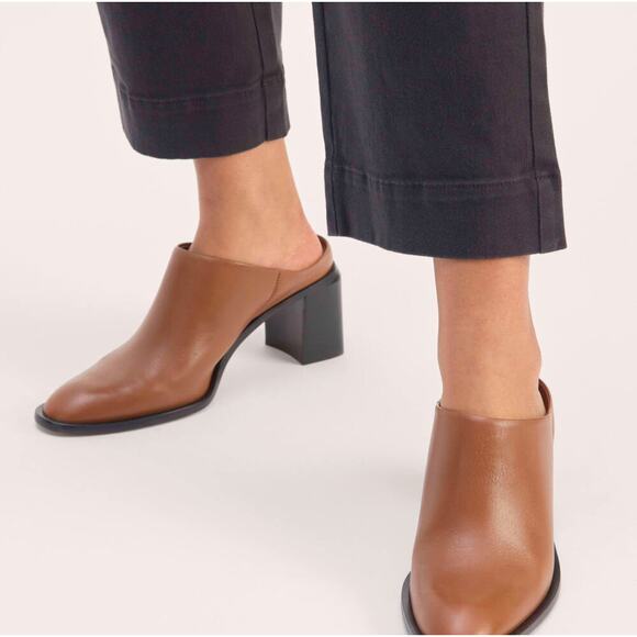 NWOB Everlane Outlaw Mule Women 7 Brown Leather Slip On Block Heel Quiet Luxury - Picture 2 of 9